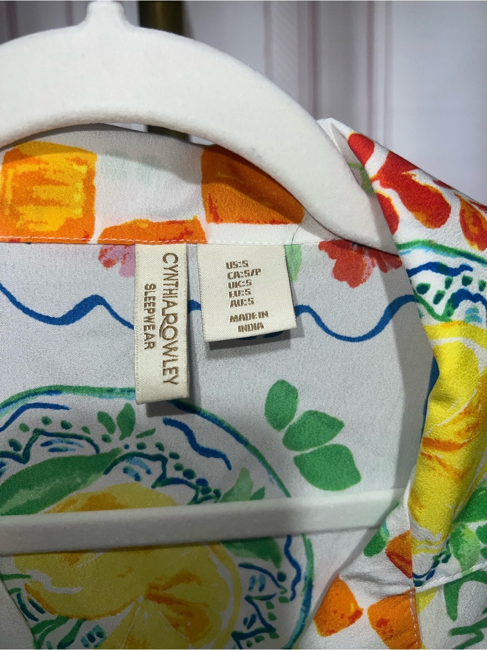Cynthia Rowley Cropped Pajama Top Chili Lemon Pepper - Picture 3 of 4